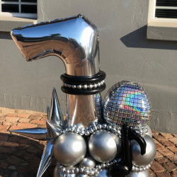 Silver Disco Balloon Tower