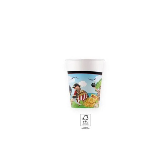 ISLAND PIRATES PAPER CUPS 200ML- 8Cups