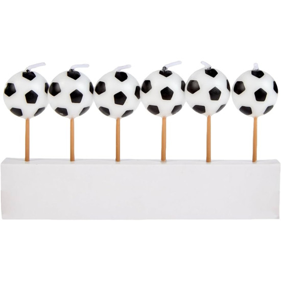 Soccer-Themed Birthday Candles (Pack Of 6) - Black & White 