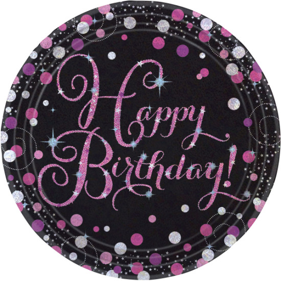 Pink Celebration Paper Plates- 8