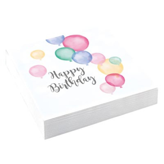 Happy Birthday Pastel Napkins 33cm- 20