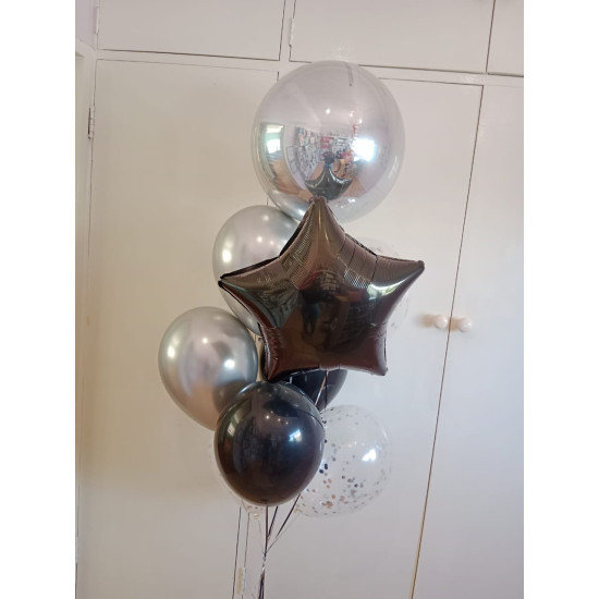 Black and silver Balloon Bouquet