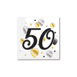 MILESTONE 50 BDAY BALLOON&STR TWO PLY NAPKIN -20CT