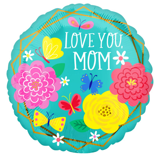 Mom Pretty Flowers & Butterflies 18 inch Foil