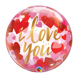SINGLE BUBBLE I LOVE YOU PAPER HEARTS 22 INCH 