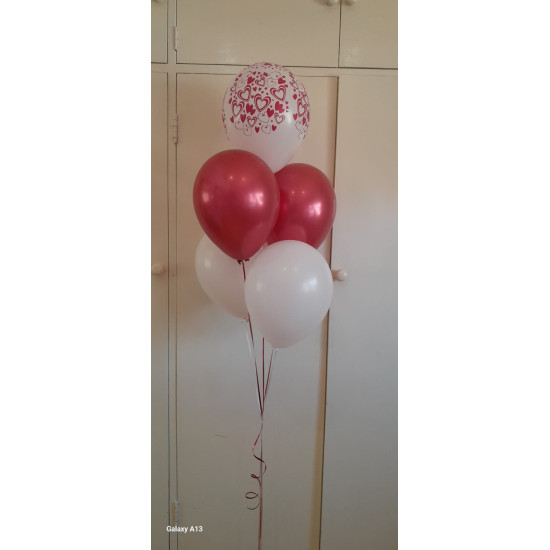 Double Hearts 5 Balloon Bouquet