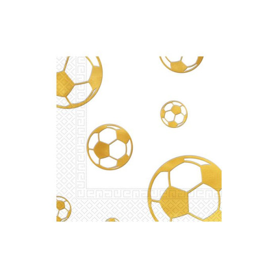 FOOTBALL GOLD EMBOSS 3PLY PAPER NAPKINS 33X33CM -15CT