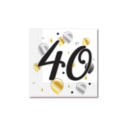 MILESTONE 40 BALLOON & STAR TWO PLY NAPKIN 33X33CM- 20CT