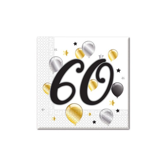 MILESTONE 60 BDAY BALLOON&STR TWO PLY NPK -20CT