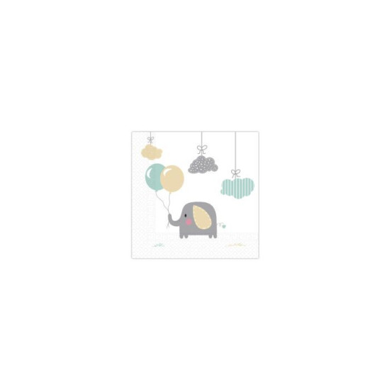 ELEPHANT BABY TWO-PLY PAPER NAPKINS 33X33CM -20CT