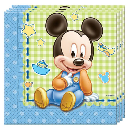 BABY MICKEY TWO PLY PAPER NAPKINS 33X33CM- 20CT