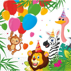 JUNGLE BALLOONS 2PLY PAPER NAPKINS 33X33CM -8CT