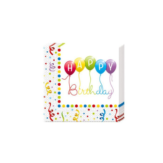 HPY BDAY STREAMR TWO PLY PAPER NAPKIN 33X33CM- 20CT