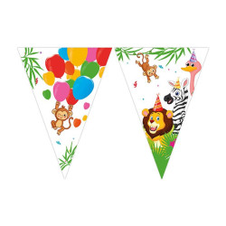 JUNGLE BALLOONS PAPER TRIANGLE FLAG BANER