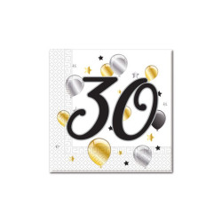 MILESTONE 30 BDAY BALLOON&STR TWO PLY- 20CT