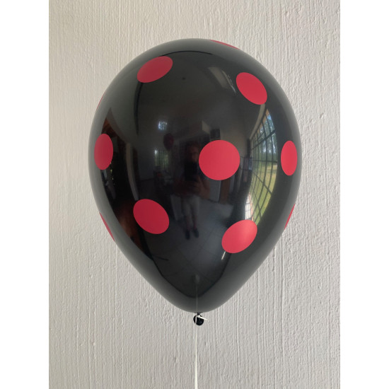 Polka Black on Red