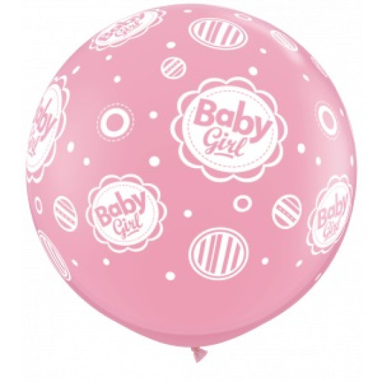 LATEX PRINTED BABY GIRL DOTS A ROUND PINK 3 FEET/91cm
