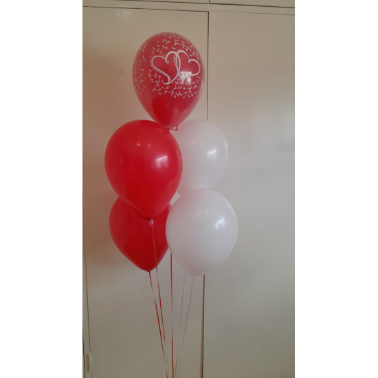 Just Red & White 5 Balloon Bouquet
