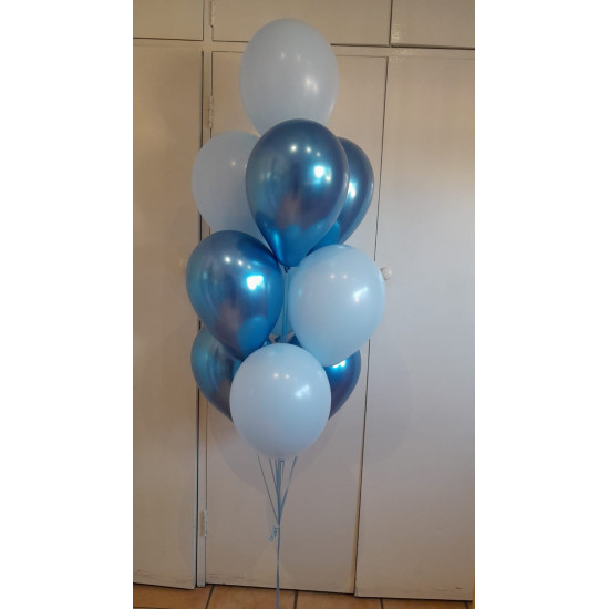 Chrome & Pastel Blue 10 Balloon Bouquet