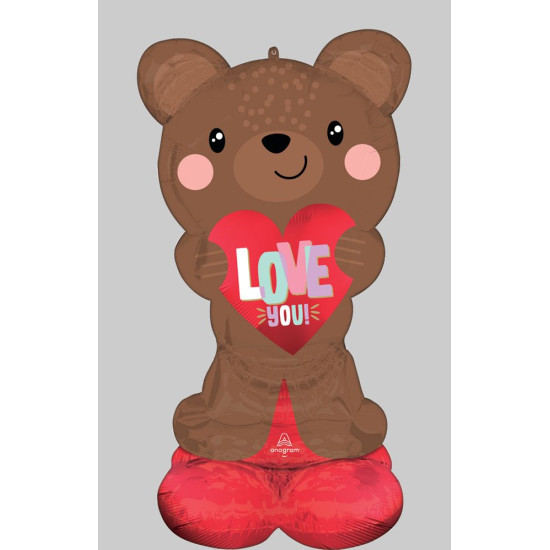 Satin Brown Love Bear Standing