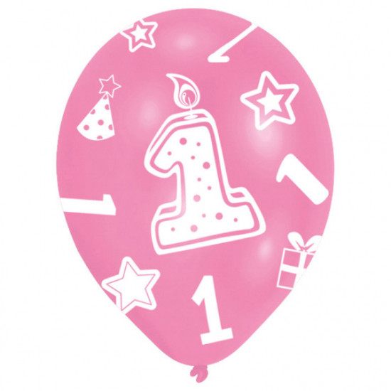 Pink Age 1 Latex Balloon