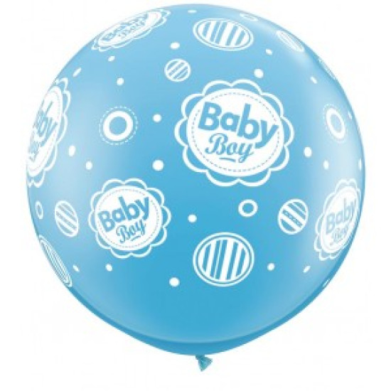 LATEX PRT BABY BOY DOTS A RND PALE BLUE 3 FT 