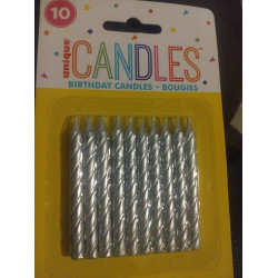 Silver Spiral Birthday Candles-10 candles