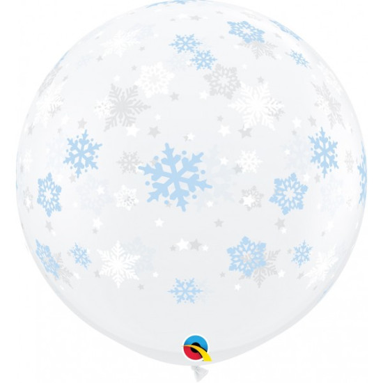 3 FT LATEX ROUND DECO WINTER SNOWFLAKES 2CTP