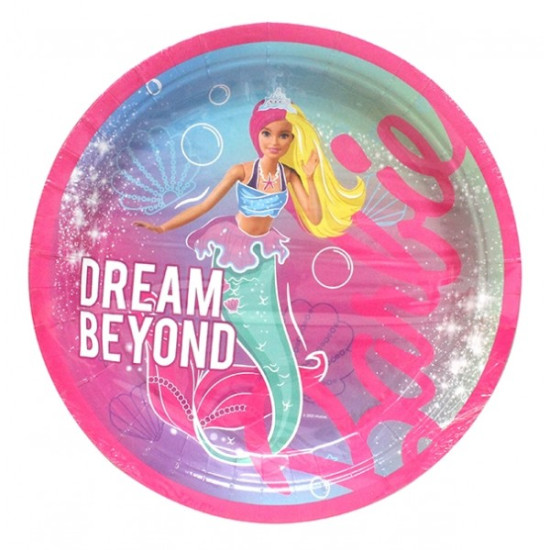 BARBIE FANTASY PAPER PLATES LARGE 23CM- 8 Plates