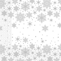 SILVER SNOWFLAKE 3PLY PAPER NAPKINS 33X33CM -20 Napkins