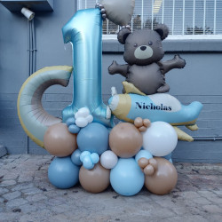 Teddy cute 1st Birthday Balloon tower