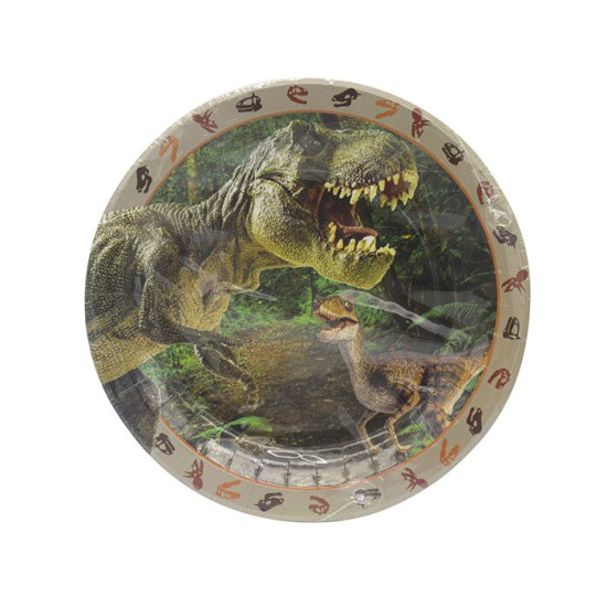 DINOSAUR ADVENTURE PAPER PLATES LARGE 23CM- 8PLATES