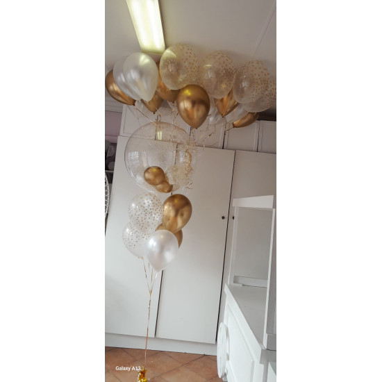 Dotted Gold Balloon Bouquet and 20 Floating Balloons