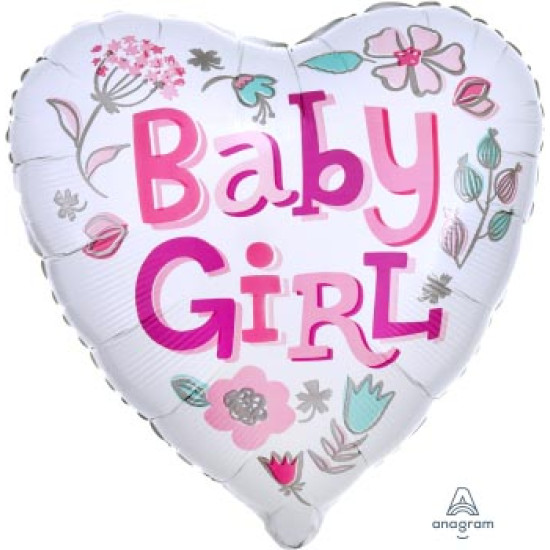Baby Girl Heart foil balloon