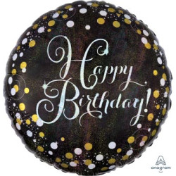 Holo Sparkling Birthday Black with gold/silver dots