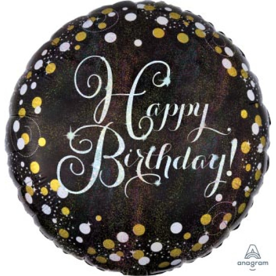 Holo Sparkling Birthday Black with gold/silver dots
