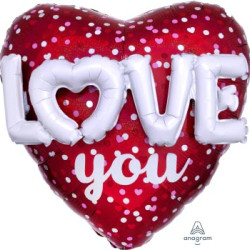 Multi Love Hearts & Dots Super Shape foil