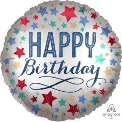 Birthday Satin with Stars foil balloon