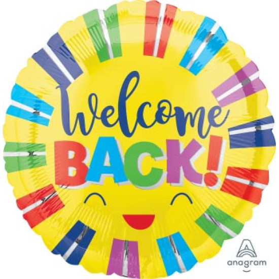 Welcome Back Colorful Stripes foil balloon