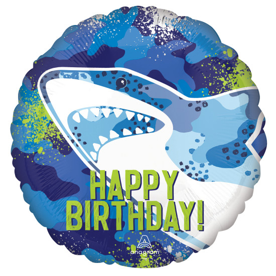 Shark Happy Birthday 18 inch foil balloon