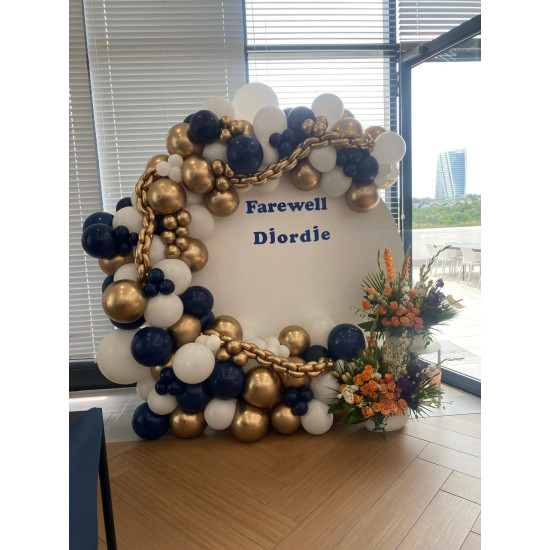 Farewell Garland on Round Board with vinyl Print- Flowers are not part of the garland 