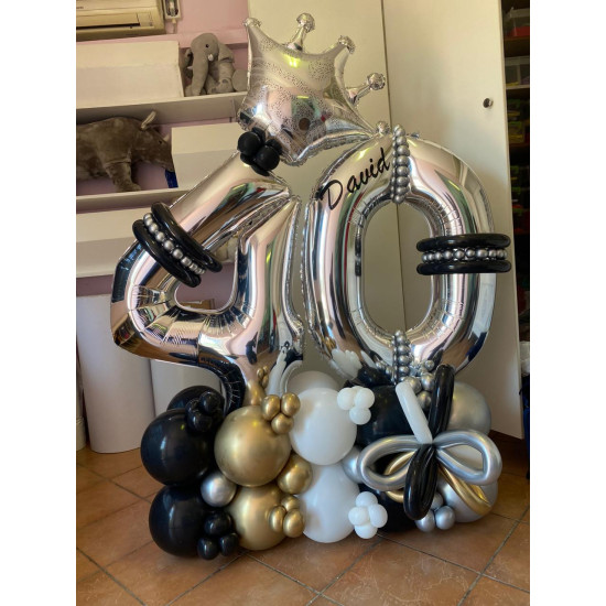 Crown Number Tower-Gold,Silver,Black and White