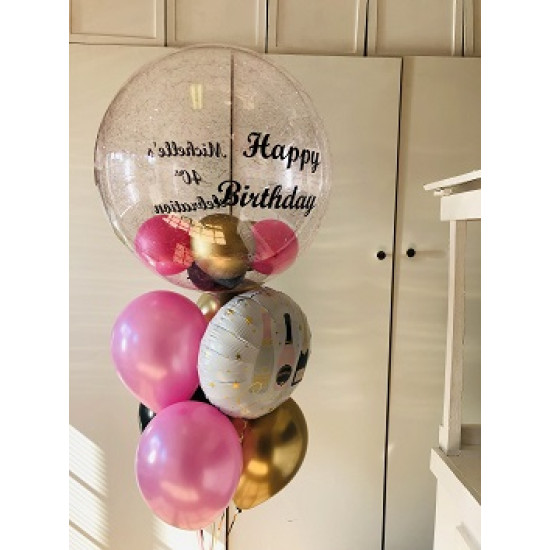 Celebrate Personalized Pink, Black and Gold Bouquet
