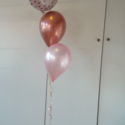 Rose Birthday 3 Balloon Bouquet on a weight
