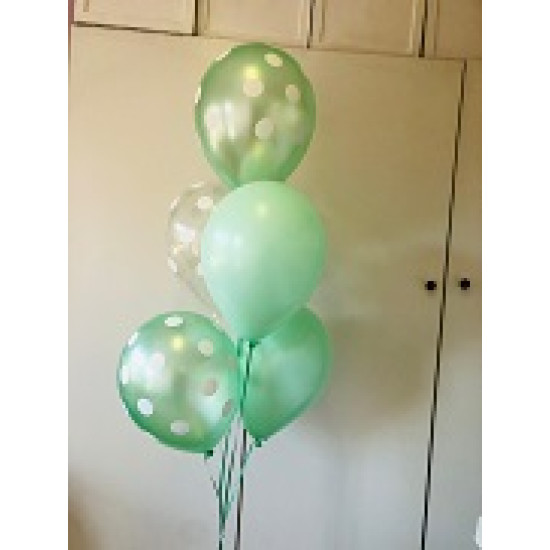 Mint, Polka & Pastel Green 5 Balloon Bouquet