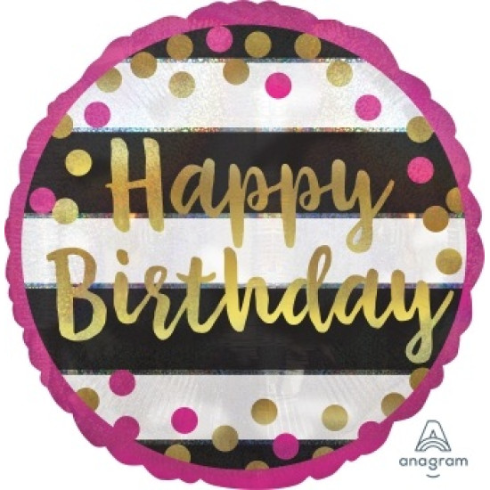 Pink & Gold Holo Birthday 18" Foil