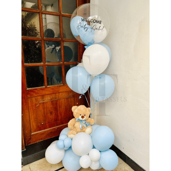 Soft small teddy welcome baby bouquet