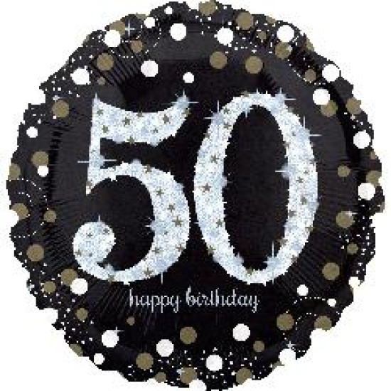 Foil Balloons - Birthday Ages - Holo Sparkling Birthday 50 