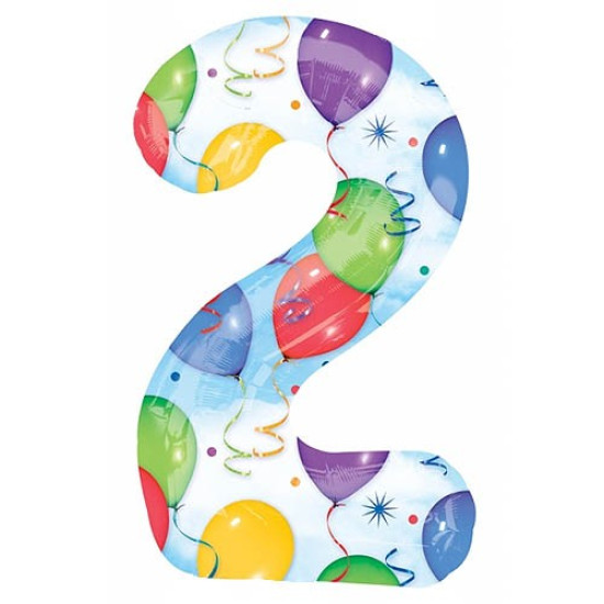 Foil Balloons - Numbers - 2 - Multicoloured