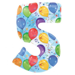 Foil Balloons - Numbers - 5 - Multicoloured